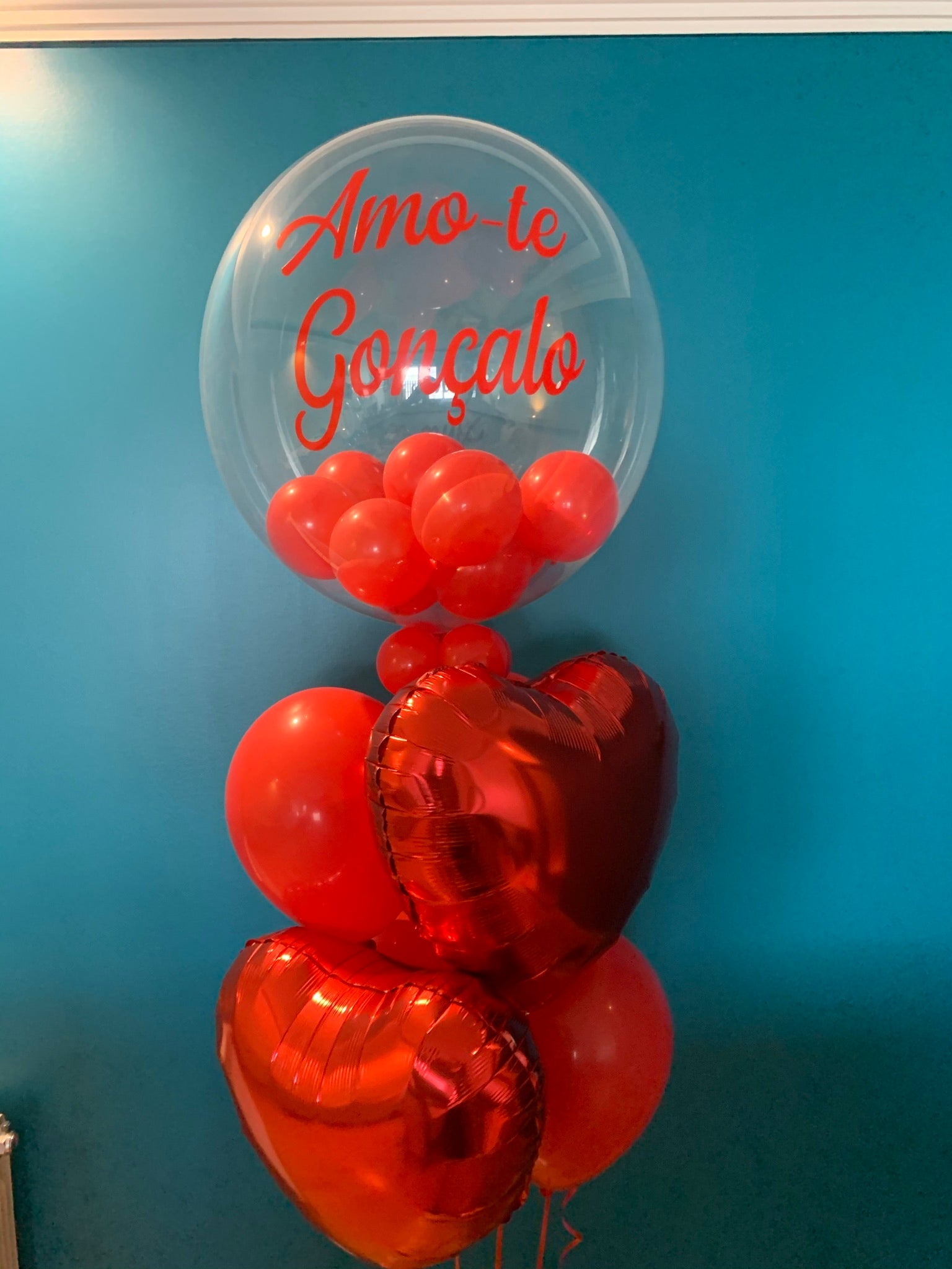 Bouquet de balões personalizado (Bubble + 4 latex + 2 foil - estrela, coração ou circulo)