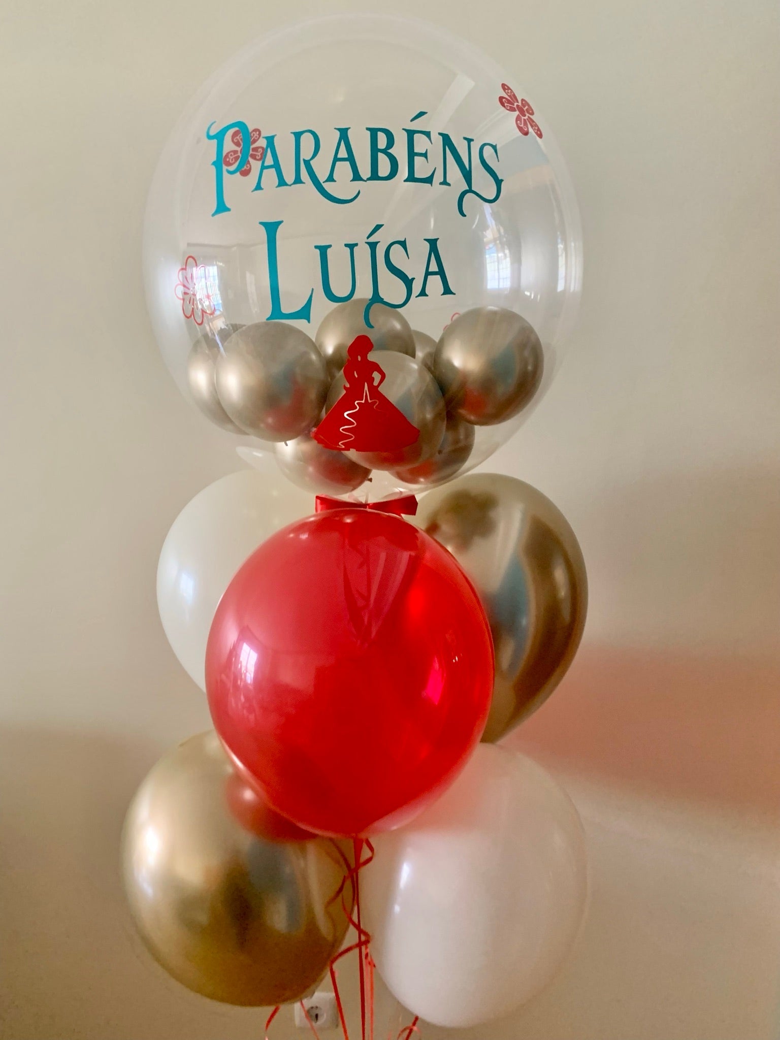 Bouquet de balões personalizado (Bubble + 6 latex)