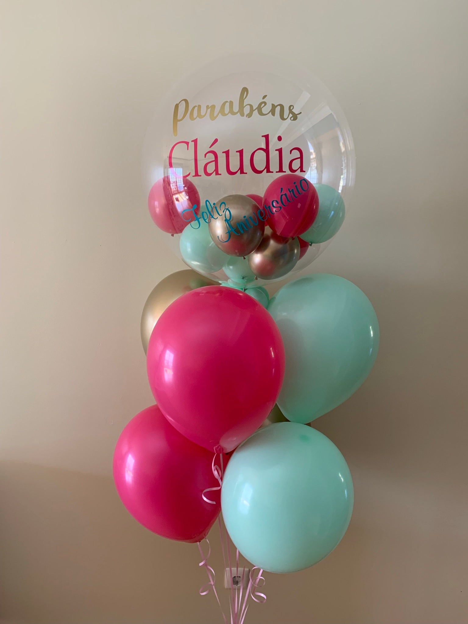Bouquet de balões personalizado (Bubble + 6 latex)