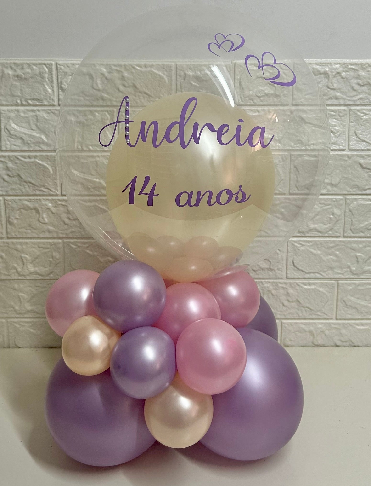 Centro de mesa bubble personalizado