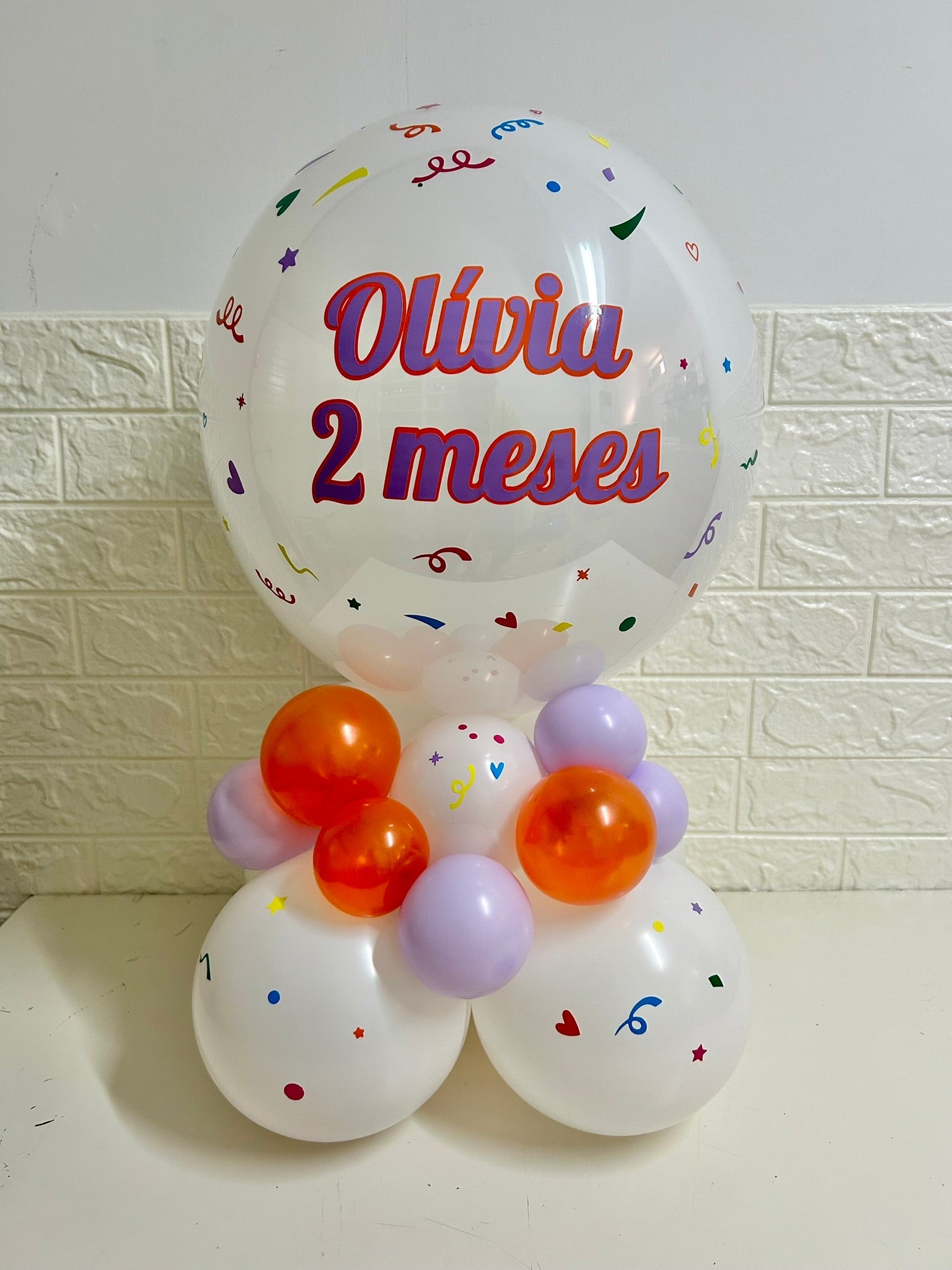 Centro de mesa bubble personalizado