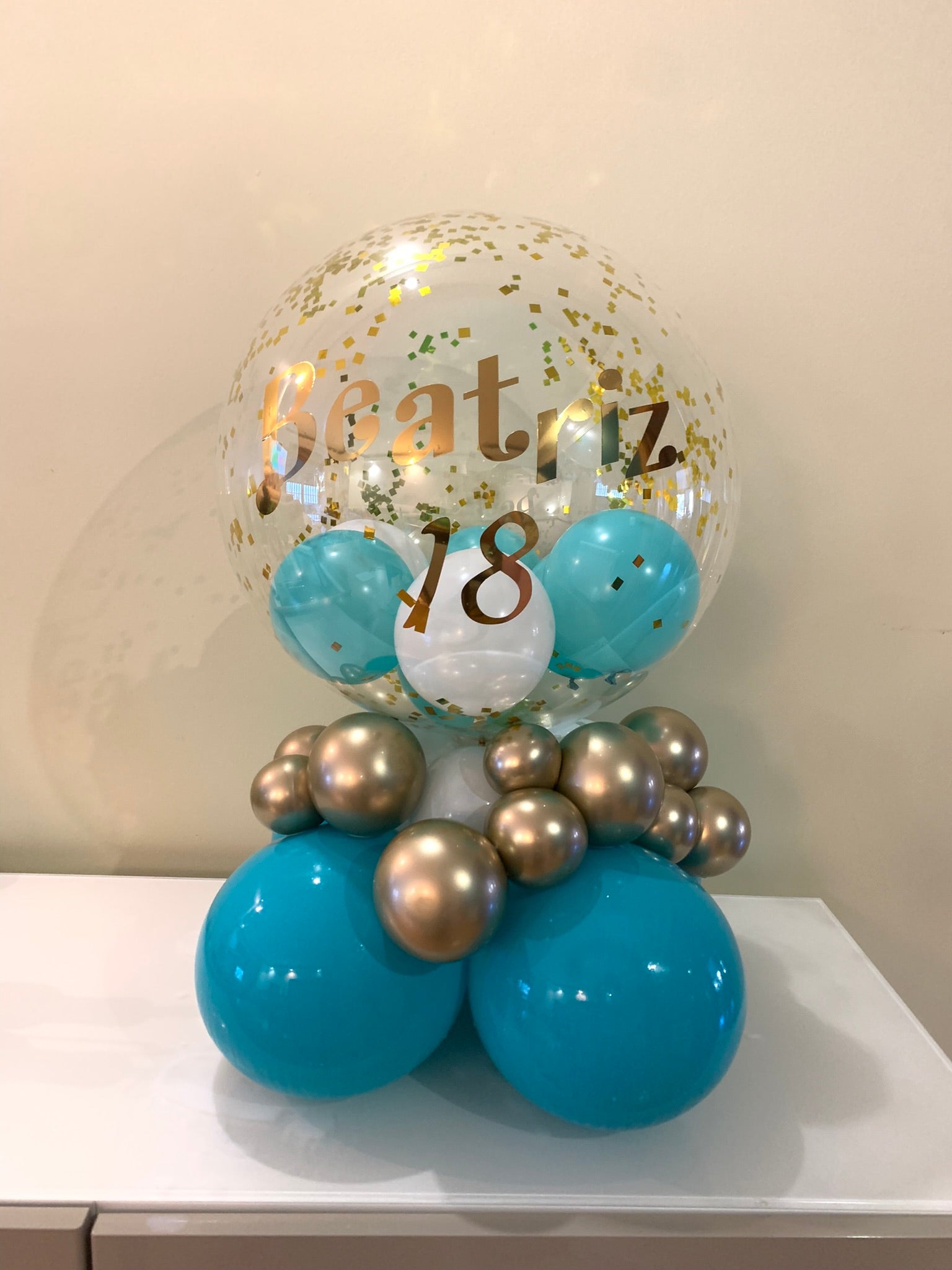 Centro de mesa bubble personalizado