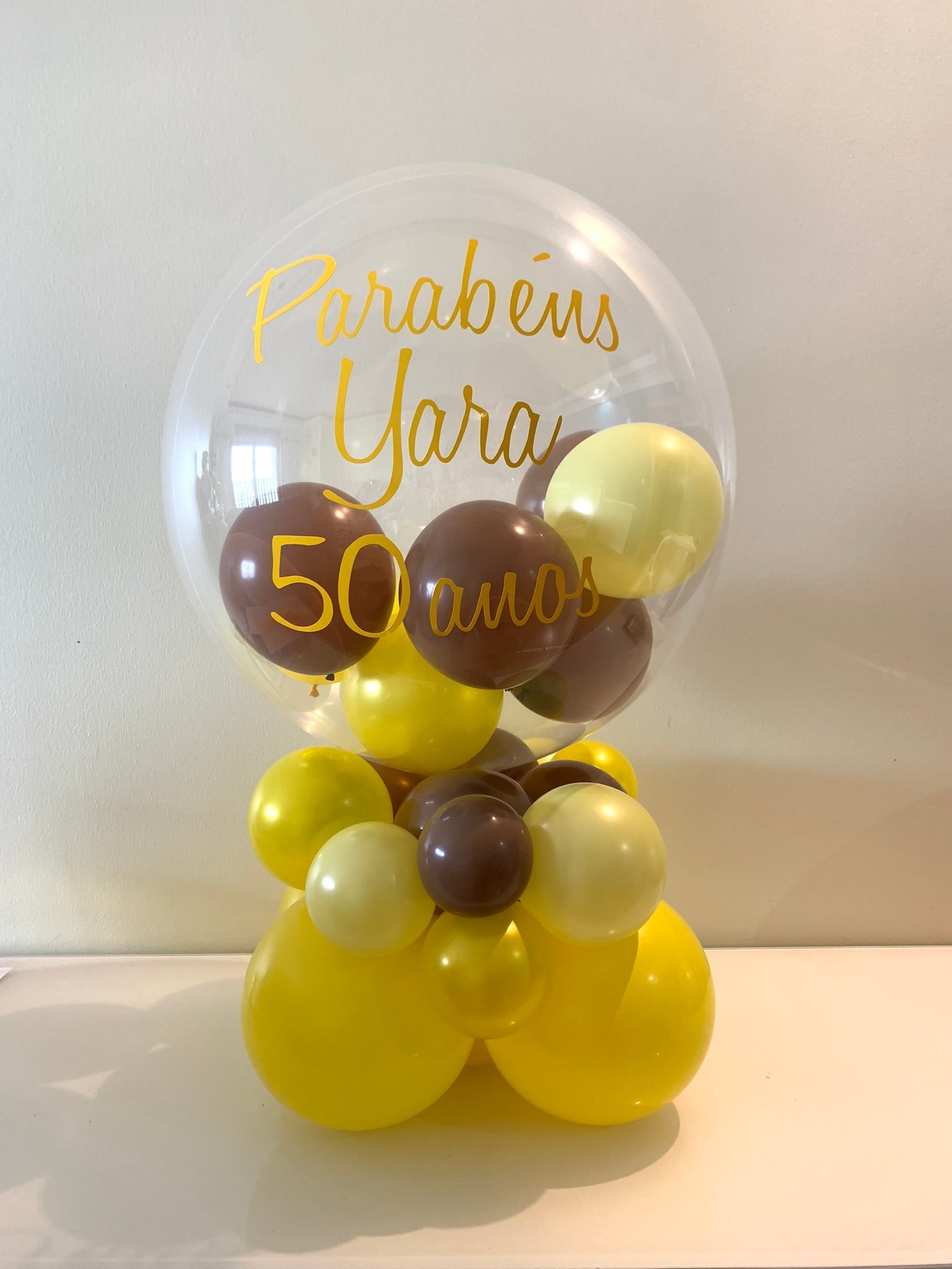 Centro de mesa bubble personalizado