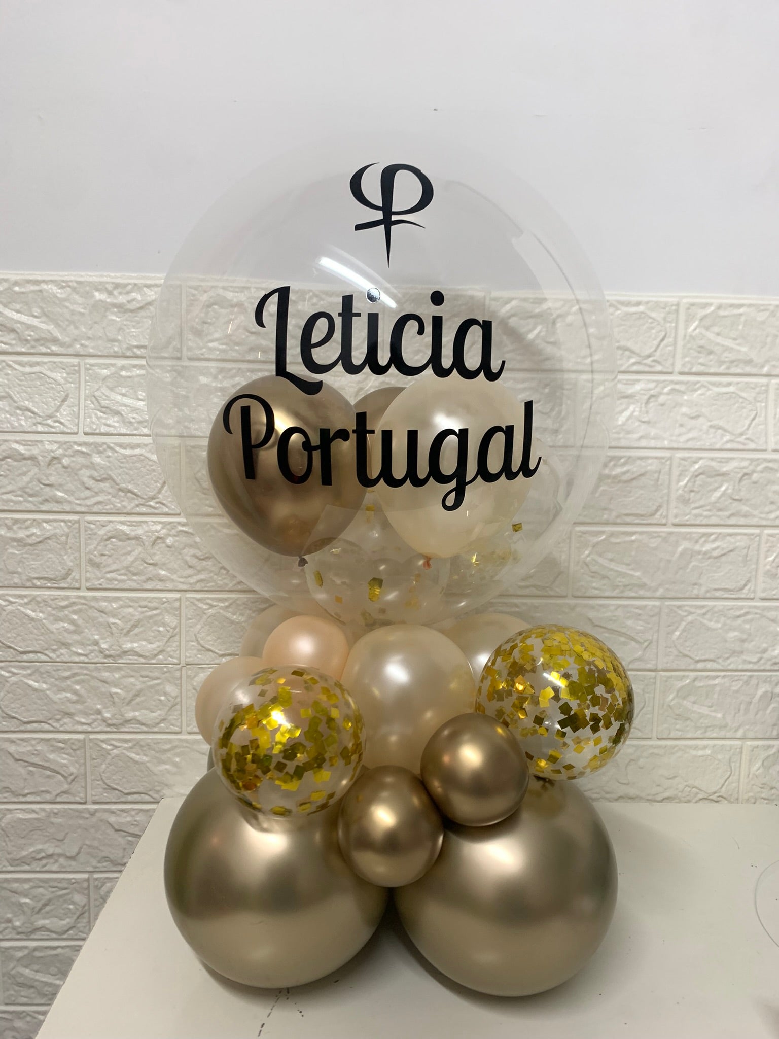 Centro de mesa bubble personalizado