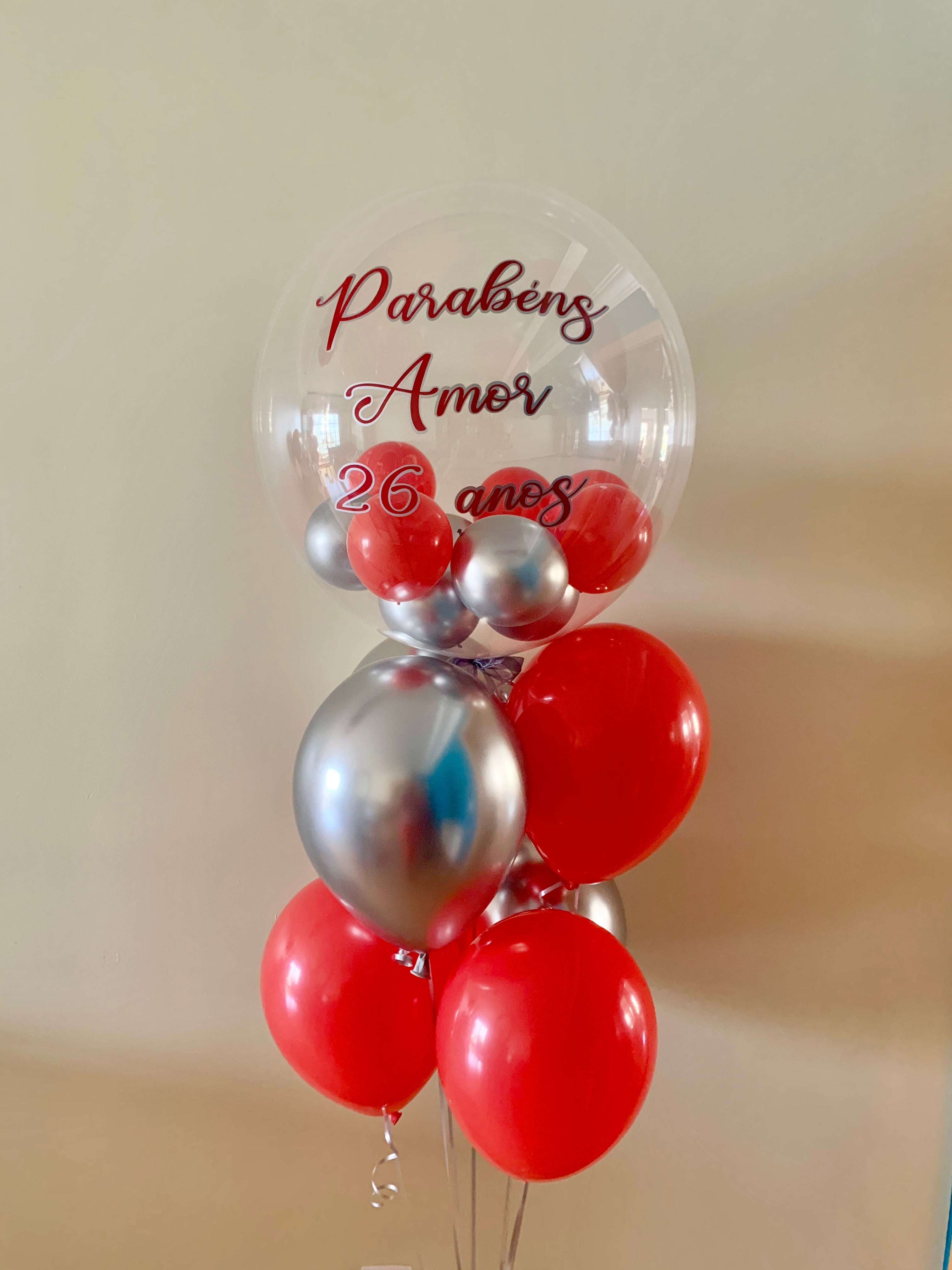 Bouquet de balões personalizado (Bubble + 6 latex)