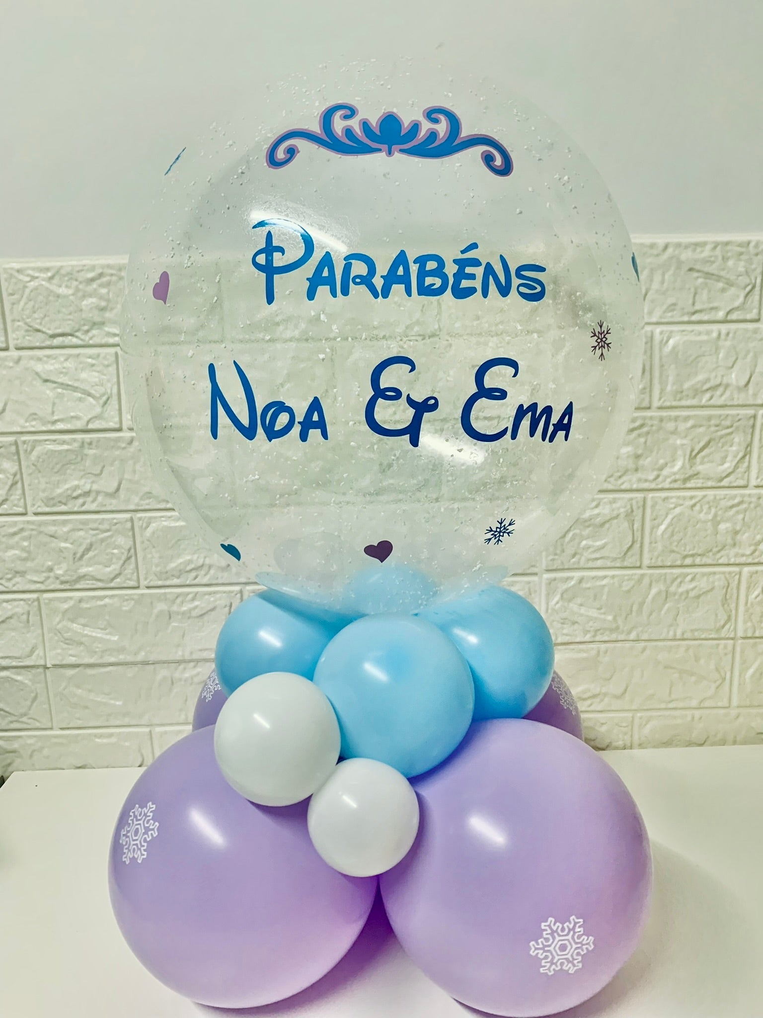 Centro de mesa bubble personalizado